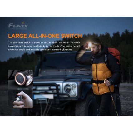 Fenix HM50RV20 - LED Polnilna naglavna svetilka 3xLED/USB/1xCR123A IP68 700 sijajni 120 h 700 mAh
