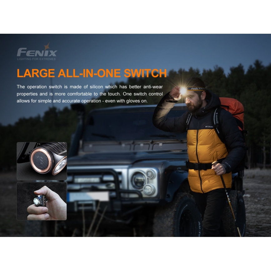 Fenix HM51RV20 - LED Polnilna naglavna svetilka 3xLED/1xCR123A/USB IP68 700 sijajni 120 h 700 m