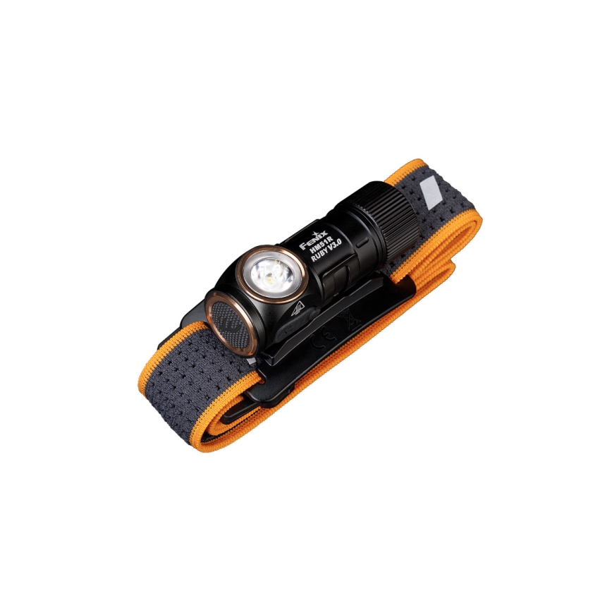 Fenix HM51RV30 - LED polnilna čelna svetilka s funkcijo zatemnjevanja LED/USB/1xCR123A 950 mAh IP68 860 lm 125 h oranžna