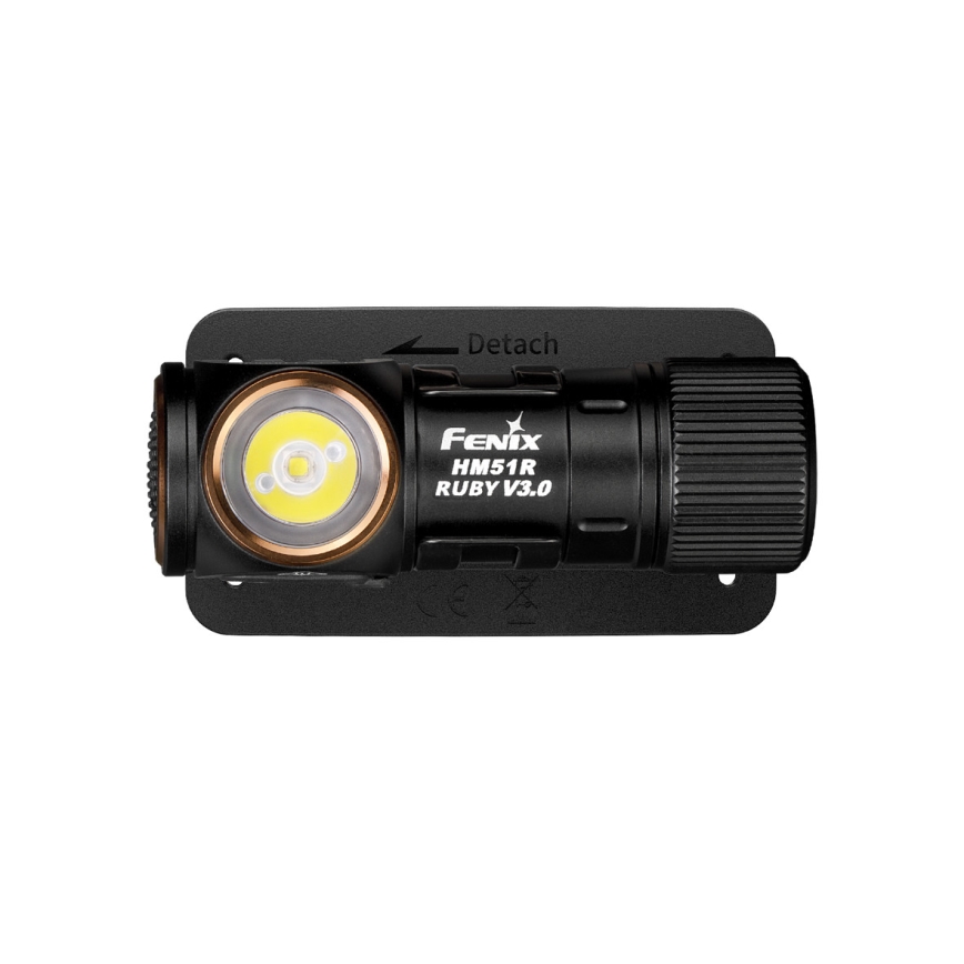 Fenix HM51RV30 - LED polnilna čelna svetilka s funkcijo zatemnjevanja LED/USB/1xCR123A 950 mAh IP68 860 lm 125 h oranžna