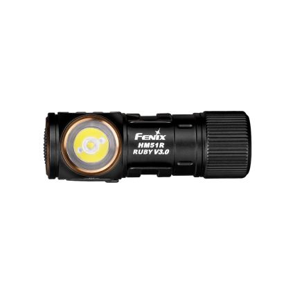 Fenix HM51RV30 - LED polnilna čelna svetilka s funkcijo zatemnjevanja LED/USB/1xCR123A 950 mAh IP68 860 lm 125 h oranžna