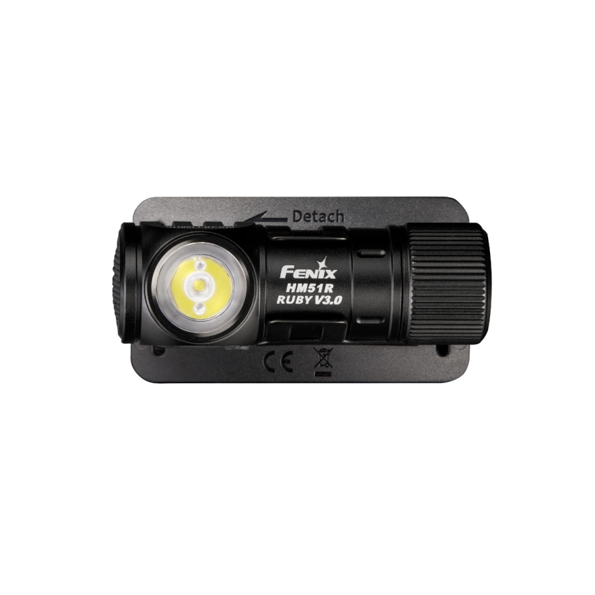 Fenix HM51RV3ABL - LED polnilna čelna svetilka z nastavljivo svetlostjo LED/USB/1xCR123A 950 mAh IP68 860 lm 125 h črna