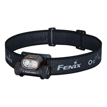 Fenix HM55RABL - LED polnilna čelna svetilka z nastavljivo svetlostjo LED/USB/1xCR123A 1600 mAh IP68 1200 lm 141,2 h črna