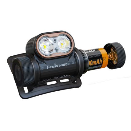 Fenix HM55RABL - LED polnilna čelna svetilka z nastavljivo svetlostjo LED/USB/1xCR123A 1600 mAh IP68 1200 lm 141,2 h črna