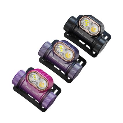Fenix HM55RPRP - LED zatemnjiva polnilna čelna svetilka LED/USB/1xCR123A 1600 mAh IP68 1200 lm 141,2 h vijolična/črna