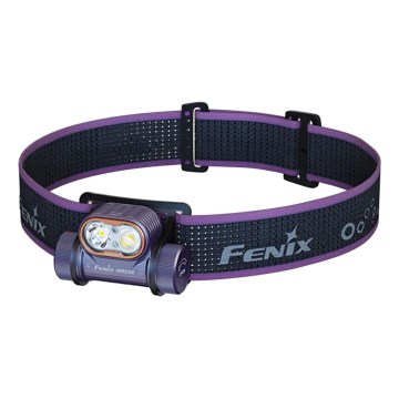 Fenix HM55RPRP - LED zatemnjiva polnilna čelna svetilka LED/USB/1xCR123A 1600 mAh IP68 1200 lm 141,2 h vijolična/črna