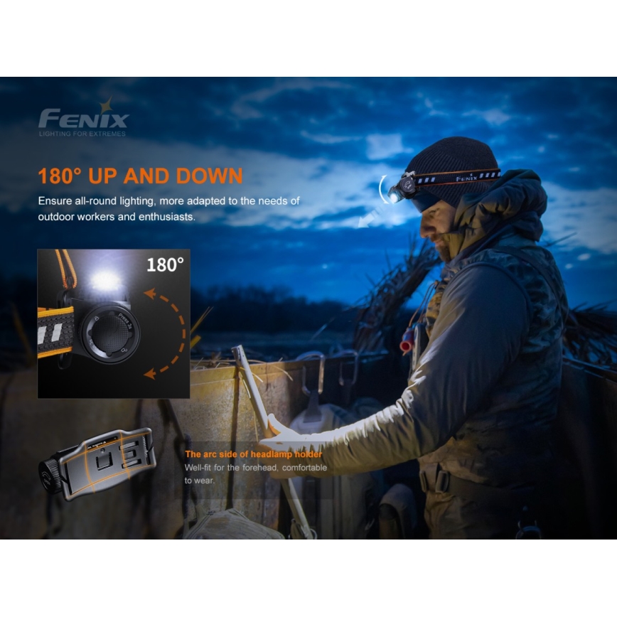 Fenix HM60R - LED Zatemnitvena polnilna naglavna svetilka 4xLED/USB/2xCR123A IP68 1300 sijajni 300 h 3400 mAh
