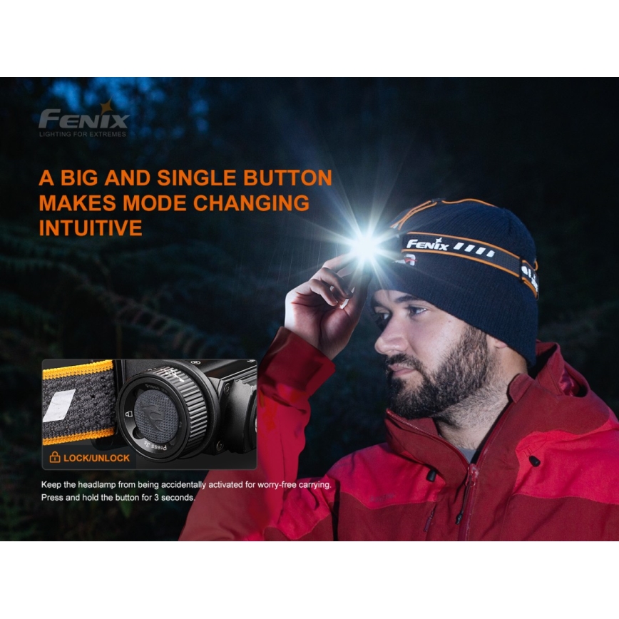Fenix HM60R - LED Zatemnitvena polnilna naglavna svetilka 4xLED/USB/2xCR123A IP68 1300 sijajni 300 h 3400 mAh