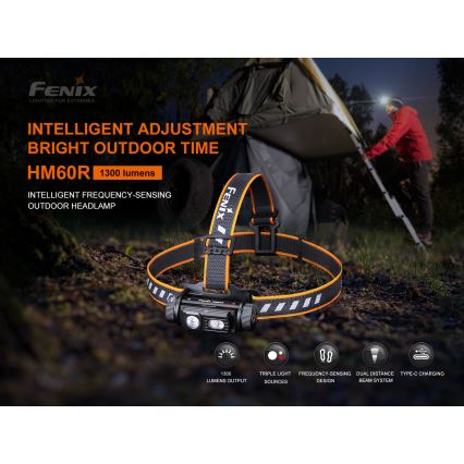 Fenix HM60R - LED Zatemnitvena polnilna naglavna svetilka 4xLED/USB/2xCR123A IP68 1300 sijajni 300 h 3400 mAh