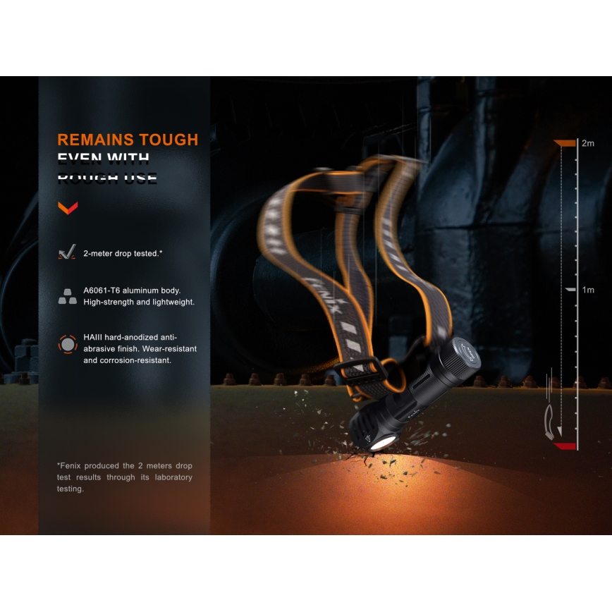 Fenix HM61RV20 - LED Polnilna naglavna svetilka LED/USB/2xCR123A IP68 1600 lm 300 h 3400 mAh