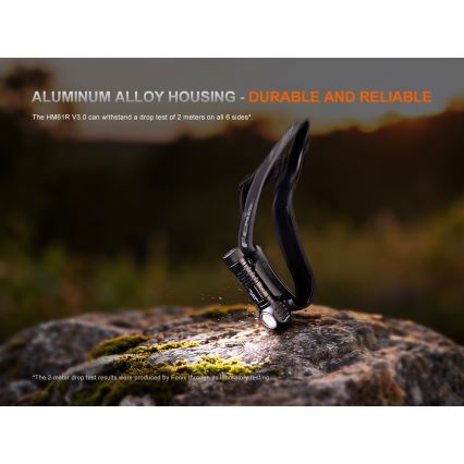 Fenix HM61RV30 - LED Zatemnjevalna polnilna čelovka LED/USB/1xCR123A 4000 mAh IP68 1800 lm 400 h črna