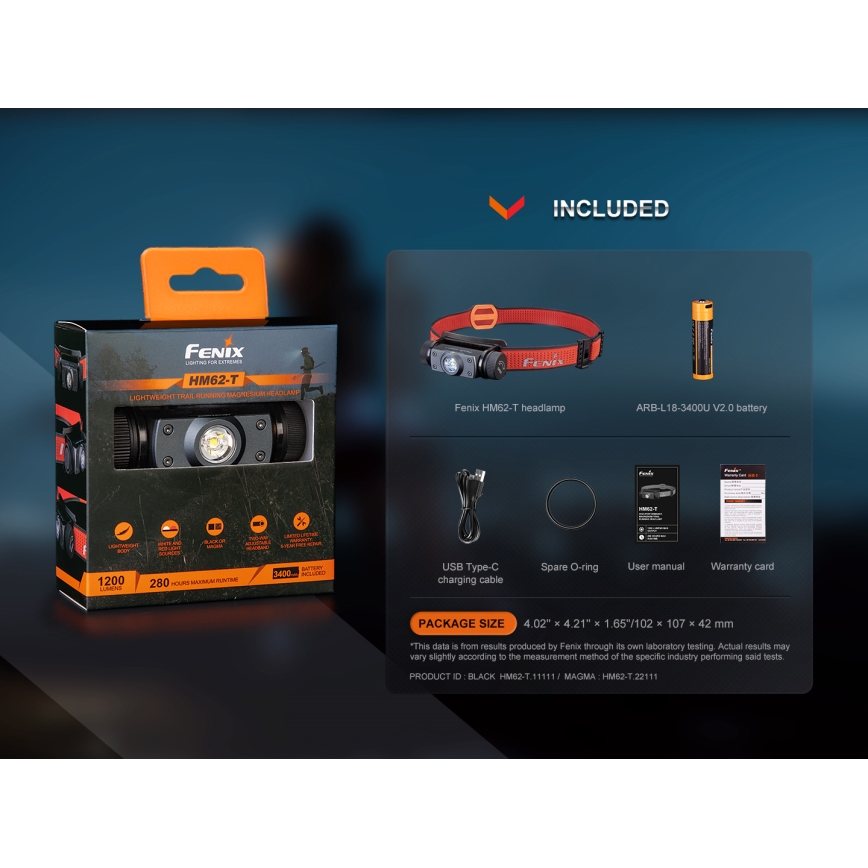 Fenix HM62TMGM - LED Zatemnitvena polnilna naglavna svetilka LED/USB IP68 1200 sijajni 280 h 3400 mAh
