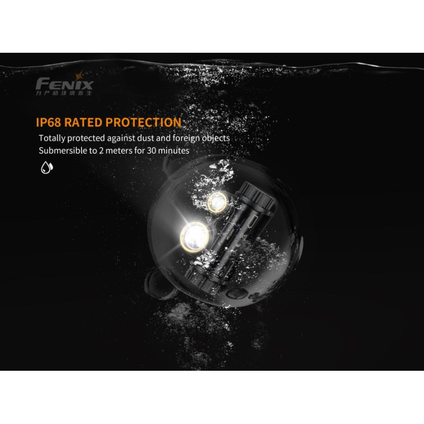 Fenix HM65R - LED Polnilna naglavna svetilka 2xLED/USB/2xCR123A IP68 1400 sijajni 300 h 3400 mAh