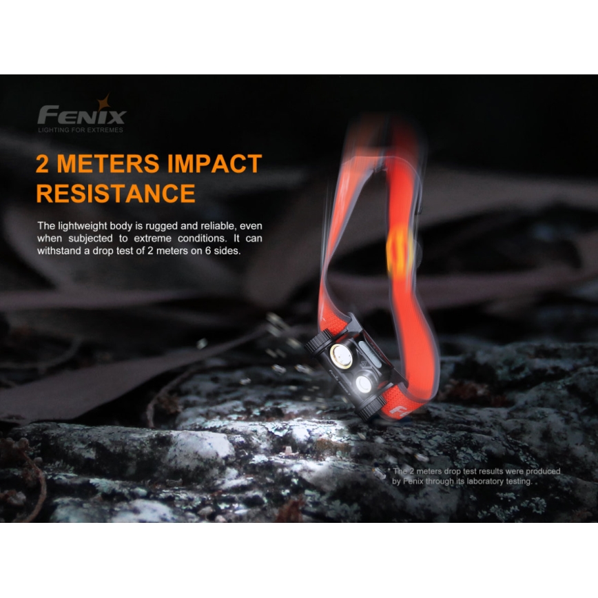 Fenix HM65RTRAIL - Polnilna LED naglavna svetilka 2xLED/2xCR123A IP68 1500 lm 300 ur