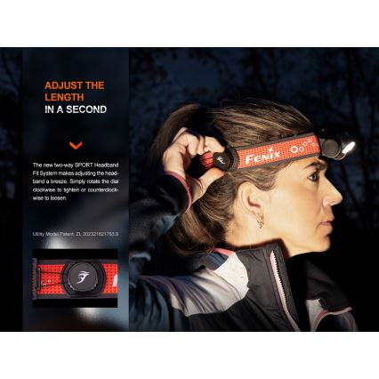 Fenix HM65RTV20PRP - LED Zatemnitvena polnilna naglavna svetilka LED/USB/2xCR123A IP68 1600 lm 300h 3400 mAh črna/vijolična