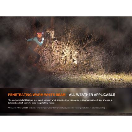 Fenix HM65RTV20PRP - LED Zatemnitvena polnilna naglavna svetilka LED/USB/2xCR123A IP68 1600 lm 300h 3400 mAh črna/vijolična