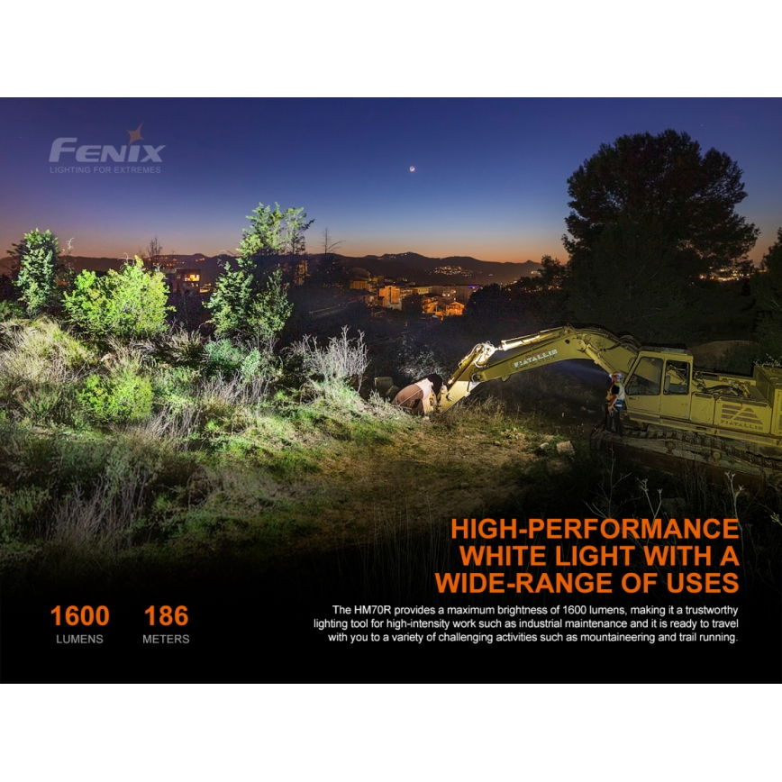 Fenix HM70R - LED Polnilna naglavna svetilka 4xLED/1x21700 IP68 1600 sijajni 800 h 5000 mAh