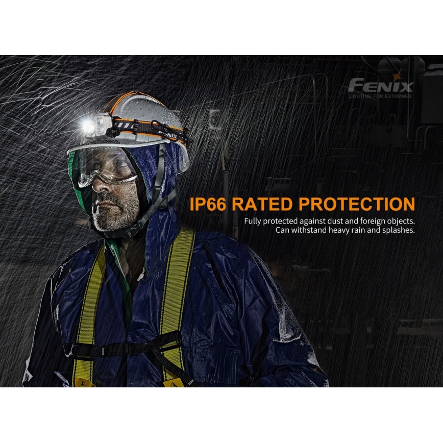 Fenix HP16R1250 - LED Polnilna naglavna svetilka 3xLED/USB 4xAA IP66 1250 lm 600 h 3000 mAh