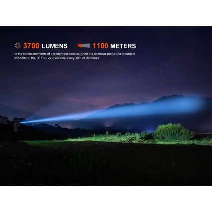 Fenix HT18RV20 - zatemljiva polnilna LED-svetilka LED/USB 6000 mAh IP68 3700 lm 87 h črna