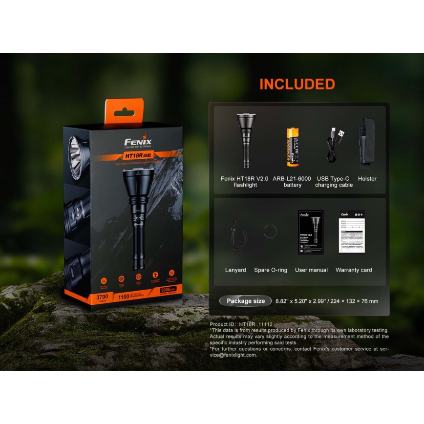Fenix HT18RV20 - zatemljiva polnilna LED-svetilka LED/USB 6000 mAh IP68 3700 lm 87 h črna