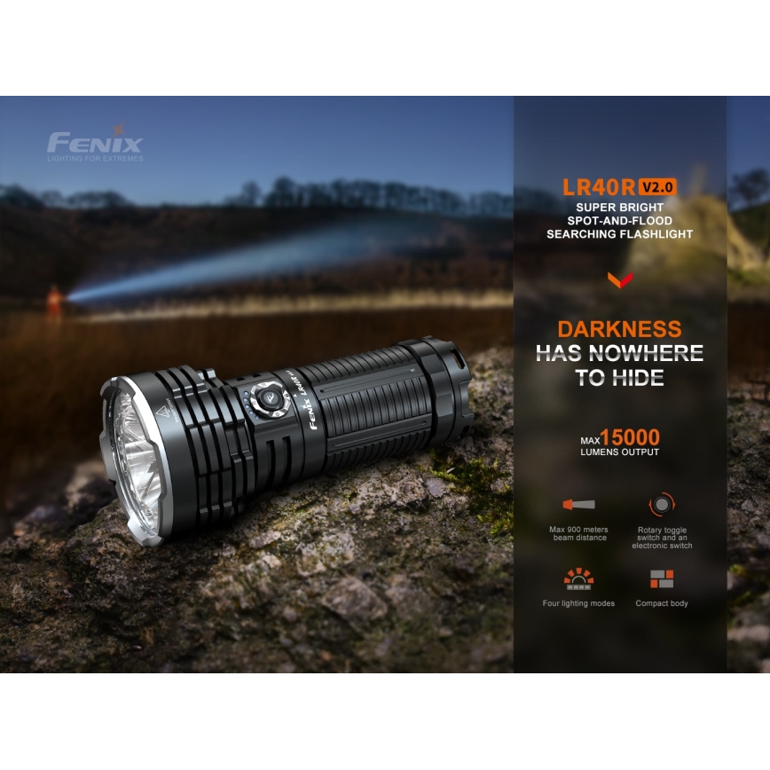 Fenix LR40RV20 - LED Polnilna baterijska svetilka LED/USB IP68 15000 sijajni 177 h 5000 mAh