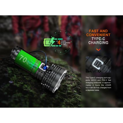 Fenix LR40RV20 - LED Polnilna baterijska svetilka LED/USB IP68 15000 sijajni 177 h 5000 mAh