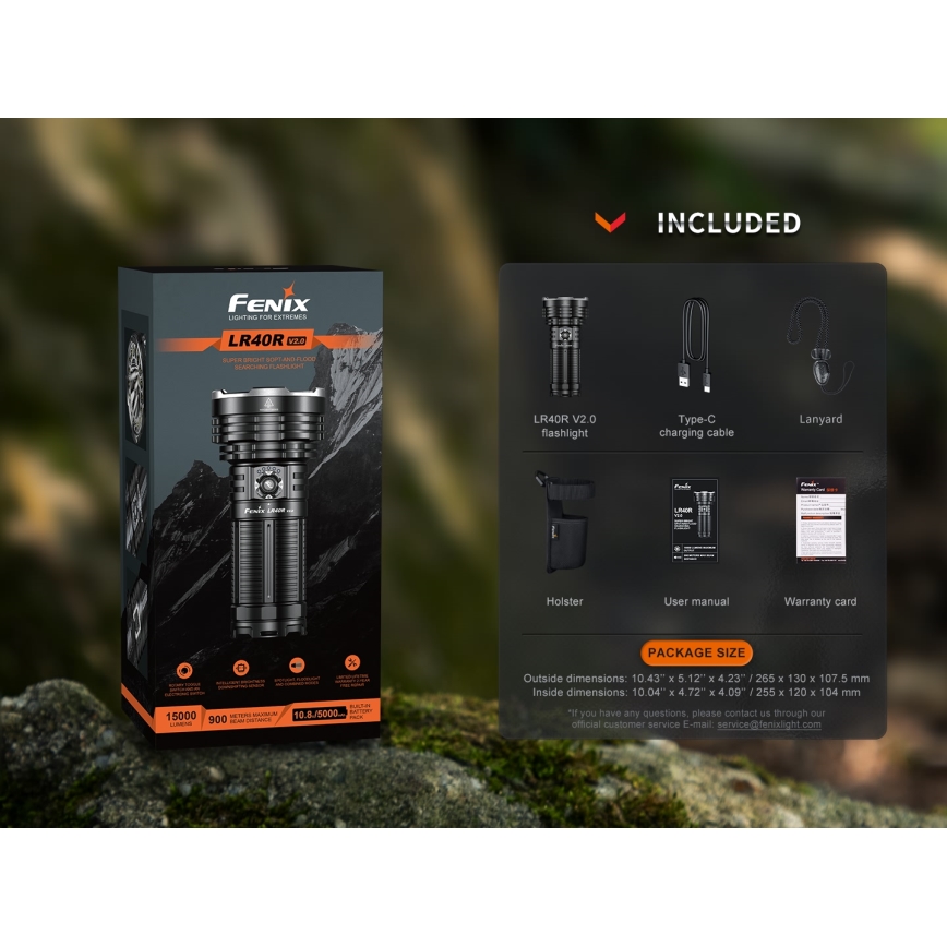 Fenix LR40RV20 - LED Polnilna baterijska svetilka LED/USB IP68 15000 sijajni 177 h 5000 mAh