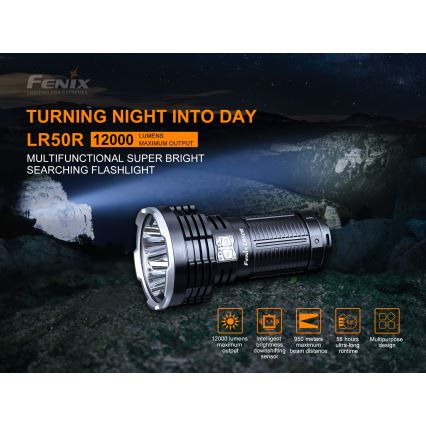 Fenix LR50R - LED Polnilna svetilka 4xLED/USB IP68 12000 lm 58 ur