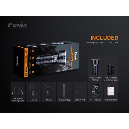 Fenix LR50R - LED Polnilna svetilka 4xLED/USB IP68 12000 lm 58 ur