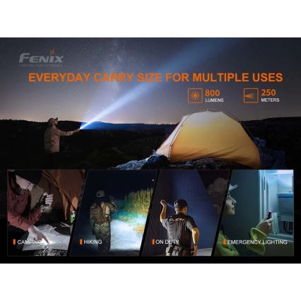 Fenix PD25R - LED Polnilna baterijska svetilka LED/USB/1xCR123A IP68 800 lm 70 h 700 mAh