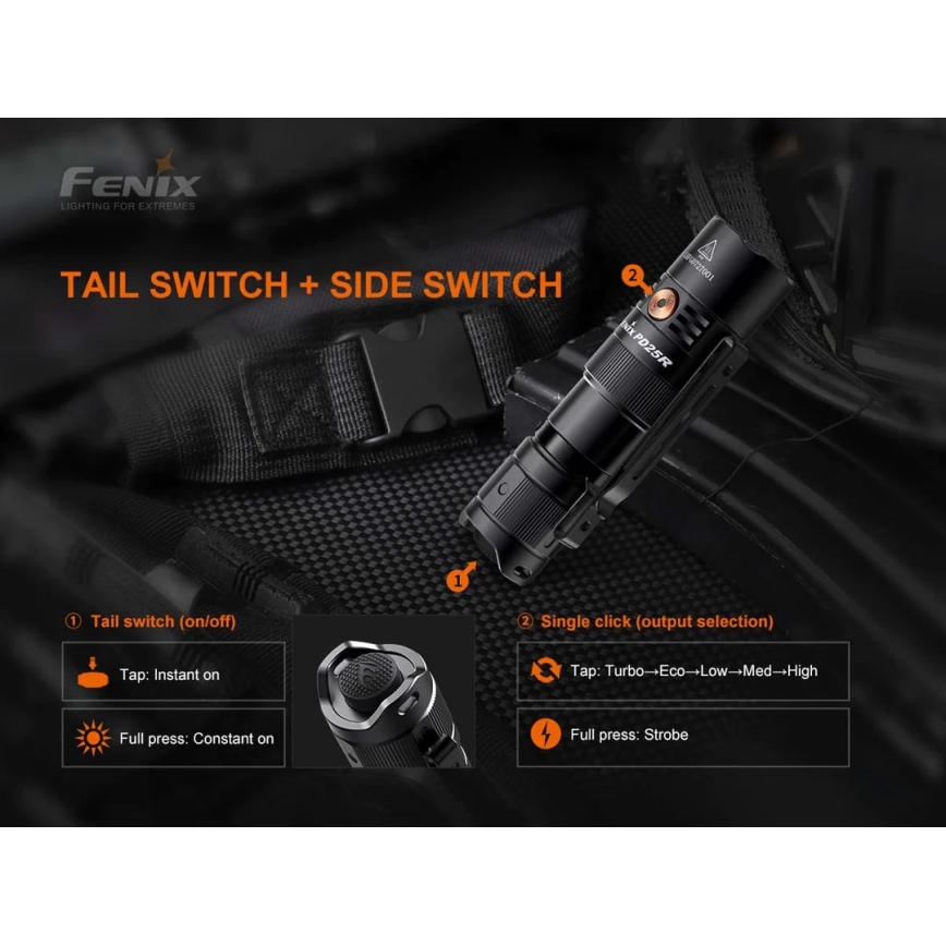 Fenix PD25R - LED Polnilna baterijska svetilka LED/USB/1xCR123A IP68 800 lm 70 h 700 mAh