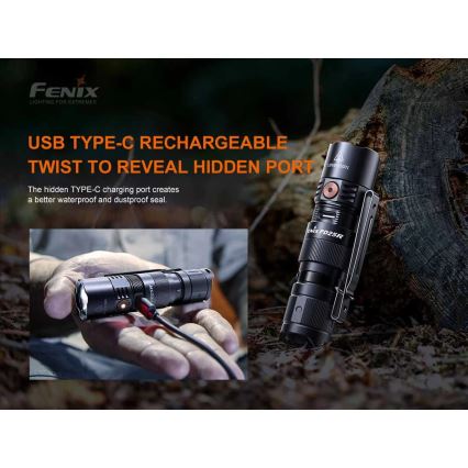 Fenix PD25R - LED Polnilna baterijska svetilka LED/USB/1xCR123A IP68 800 lm 70 h 700 mAh