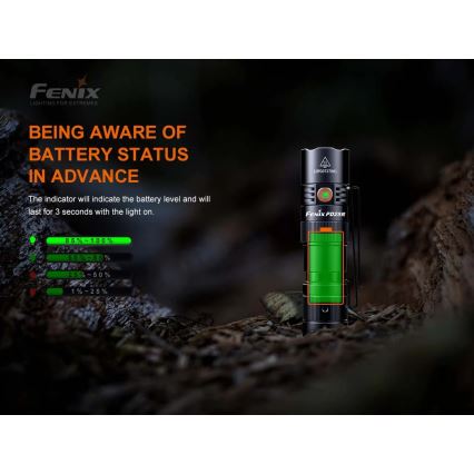 Fenix PD25R - LED Polnilna baterijska svetilka LED/USB/1xCR123A IP68 800 lm 70 h 700 mAh