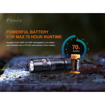 Fenix PD25R - LED Polnilna baterijska svetilka LED/USB/1xCR123A IP68 800 lm 70 h 700 mAh