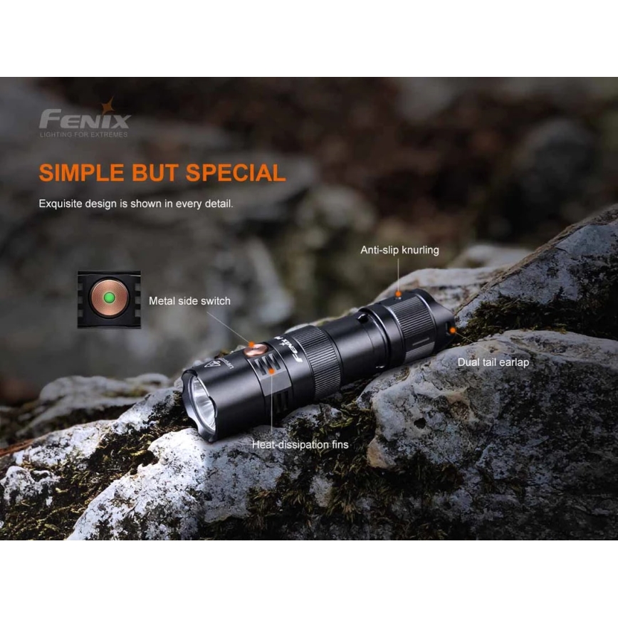 Fenix PD25R - LED Polnilna baterijska svetilka LED/USB/1xCR123A IP68 800 lm 70 h 700 mAh