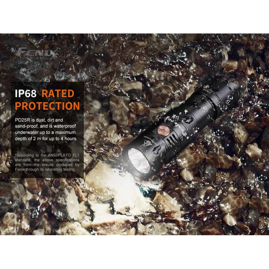 Fenix PD25R - LED Polnilna baterijska svetilka LED/USB/1xCR123A IP68 800 lm 70 h 700 mAh