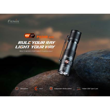 Fenix PD26RACE - zatemnljiva polnilna LED-svetilka LED/USB 1600 mAh IP68 1300 lm 556 h črna