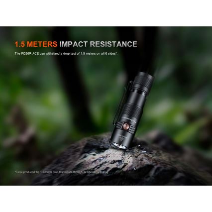 Fenix PD26RACE - zatemnljiva polnilna LED-svetilka LED/USB 1600 mAh IP68 1300 lm 556 h črna