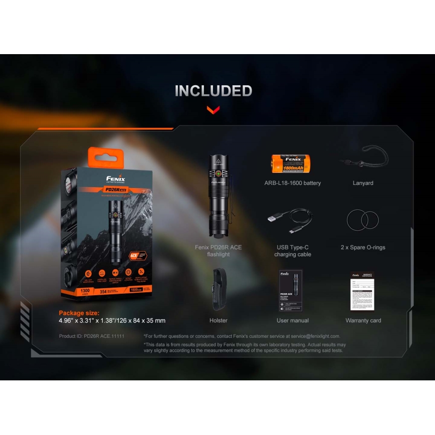 Fenix PD26RACE - zatemnljiva polnilna LED-svetilka LED/USB 1600 mAh IP68 1300 lm 556 h črna