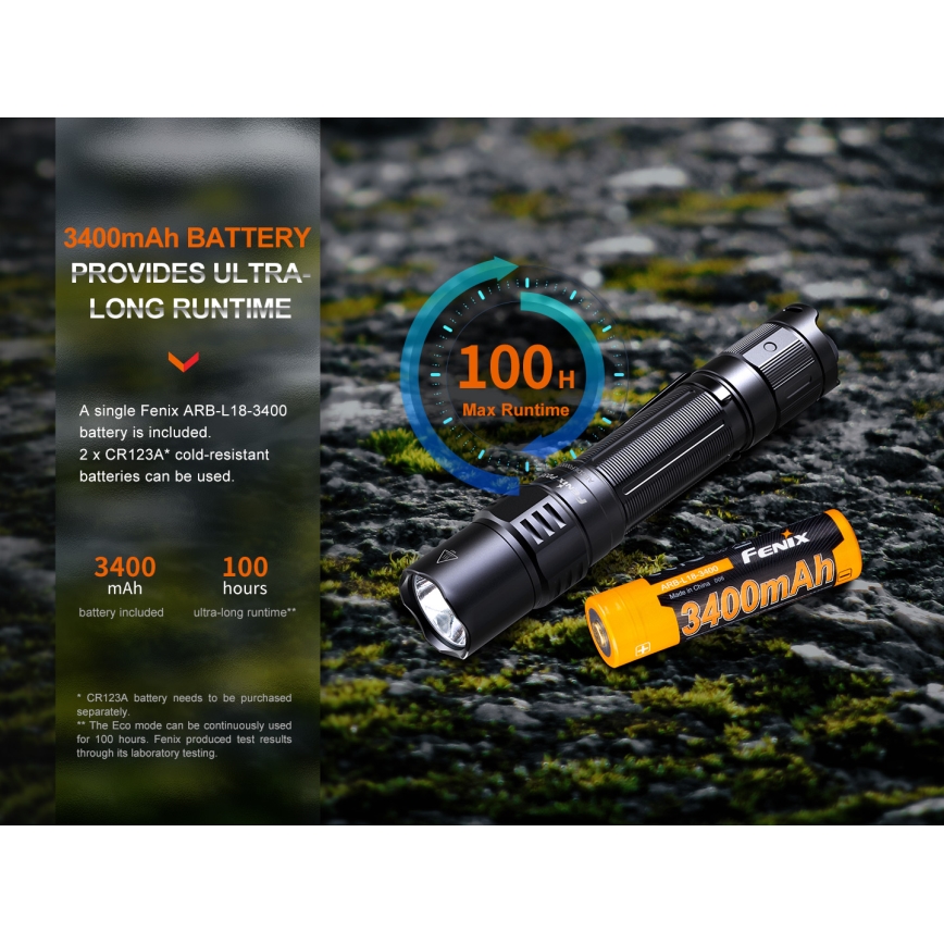 Fenix PD35R - LED Polnilna baterijska svetilka LED/USB/2xCR123A IP68 1700 lm 100 h 3400 mAh