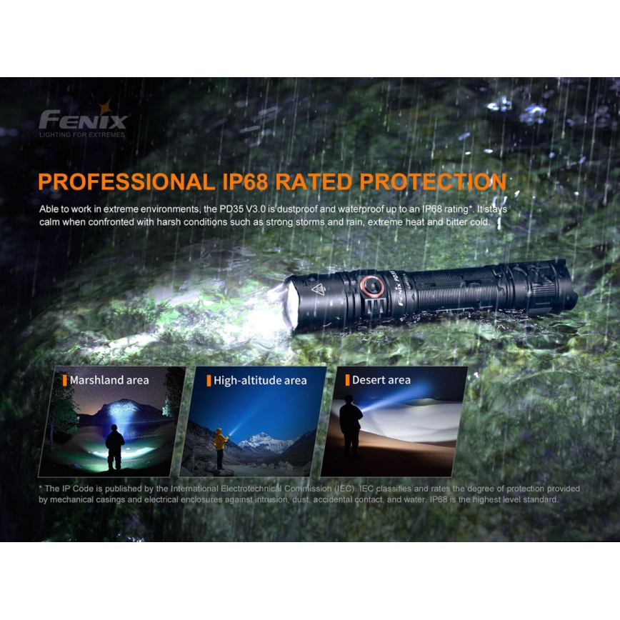 Fenix PD35V30 - LED Polnilna baterijska svetilka LED/USB/2xCR123A IP68 1700 sijajni 230 h 2600 mAh