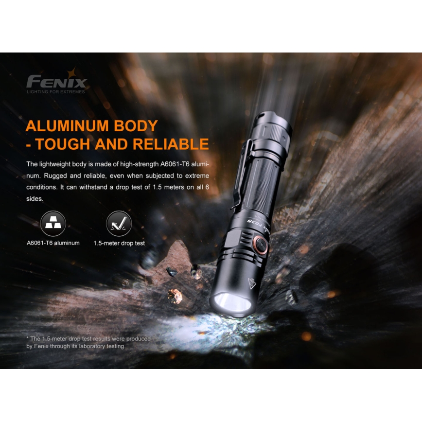 Fenix PD35V30 - LED Polnilna baterijska svetilka LED/USB/2xCR123A IP68 1700 sijajni 230 h 2600 mAh