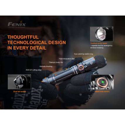 Fenix PD35V30 - LED Polnilna baterijska svetilka LED/USB/2xCR123A IP68 1700 sijajni 230 h 2600 mAh
