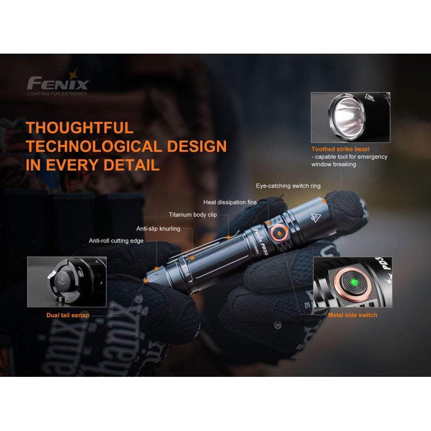 Fenix PD35V30 - LED Polnilna baterijska svetilka LED/USB/2xCR123A IP68 1700 sijajni 230 h 2600 mAh