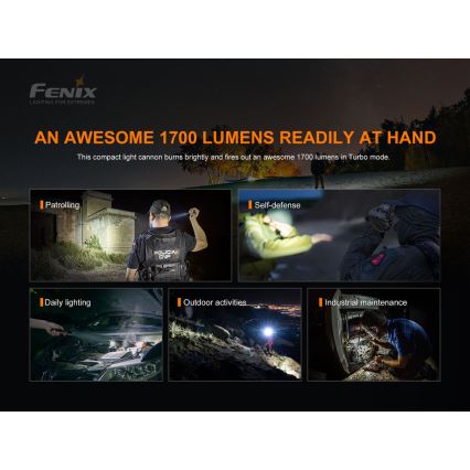 Fenix PD35V30 - LED Polnilna baterijska svetilka LED/USB/2xCR123A IP68 1700 sijajni 230 h 2600 mAh
