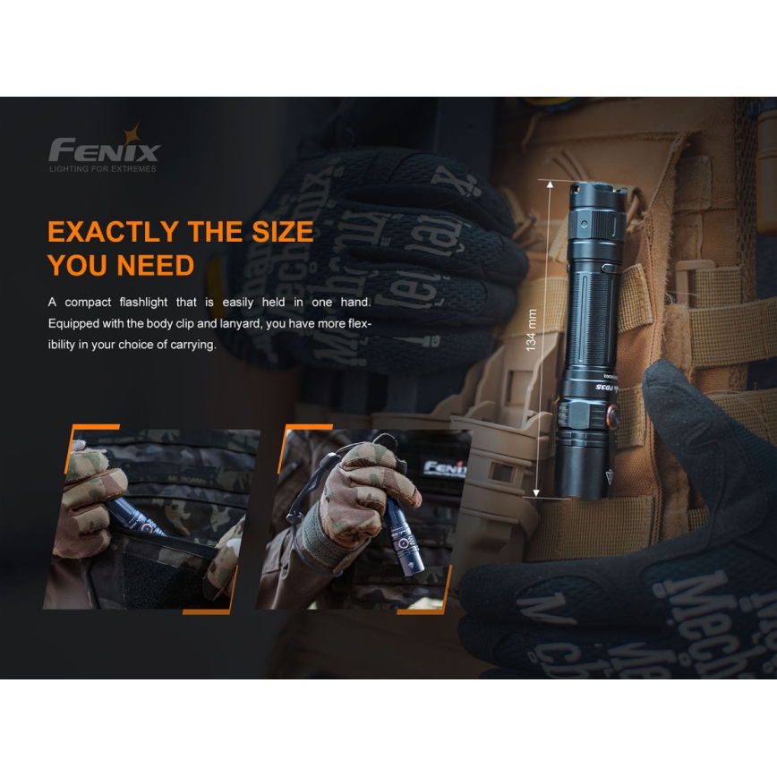Fenix PD35V30 - LED Polnilna baterijska svetilka LED/USB/2xCR123A IP68 1700 sijajni 230 h 2600 mAh