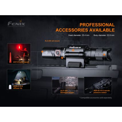 Fenix PD35V30 - LED Polnilna baterijska svetilka LED/USB/2xCR123A IP68 1700 sijajni 230 h 2600 mAh