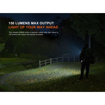 Fenix SW05RREDBLC - LED Zatemnitvena polnilna svetilka LED/USB IPX6 150 lm 49 h črna