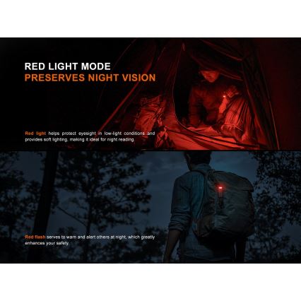 Fenix SW05RREDBLC - LED Zatemnitvena polnilna svetilka LED/USB IPX6 150 lm 49 h črna