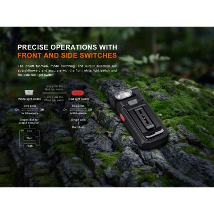 Fenix SW05RREDBLC - LED Zatemnitvena polnilna svetilka LED/USB IPX6 150 lm 49 h črna
